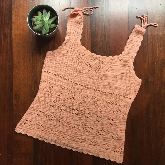 Caslon Tops - SALE🎉 Caslon Coral Peach Crochet Boho Tank Top